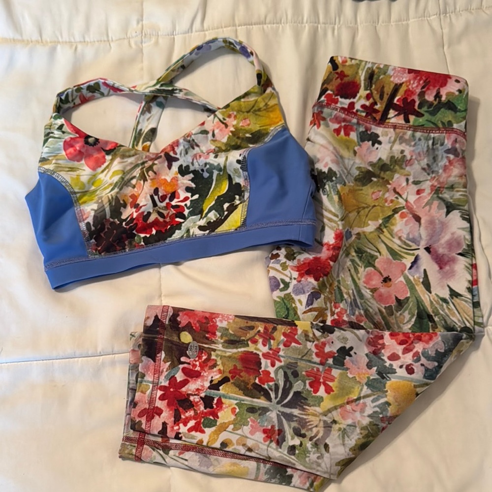 Anthropologie floral pure good loa leggings and top